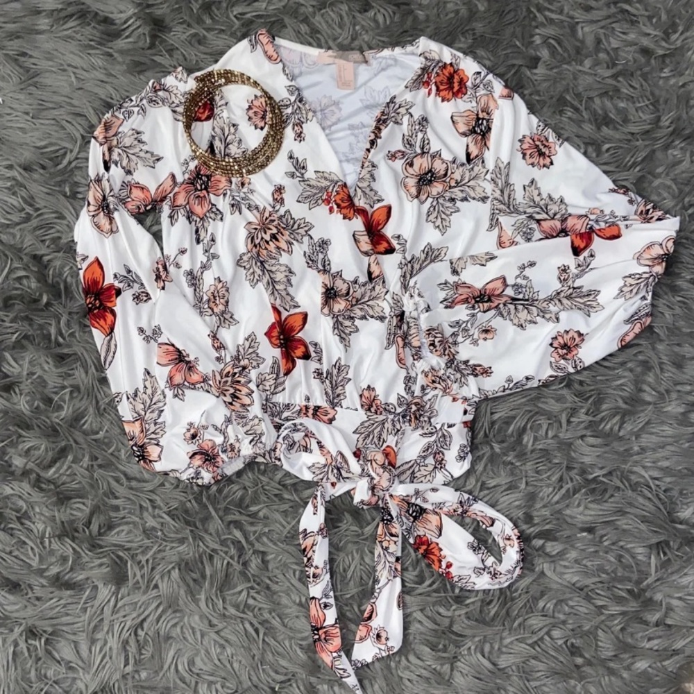 NEW - Wrap Blouse with Gold Choker